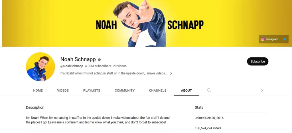 Noah Schnapp Youtube Channel