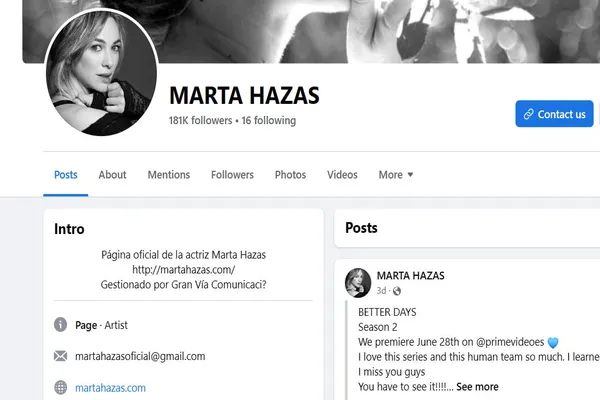 Marta Hazas Facebook 