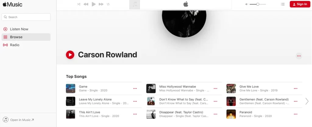Carson Rowland Songs