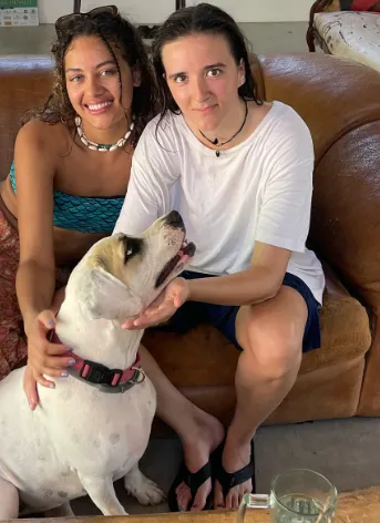 Abby Corrigan with her pet dog Bianca